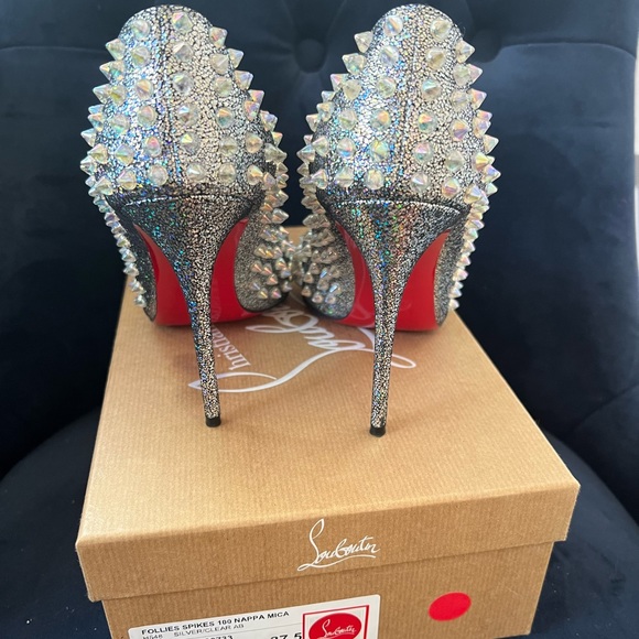 Christian louboutin follies spikes 100mm silver/clear - Picture 3 of 7